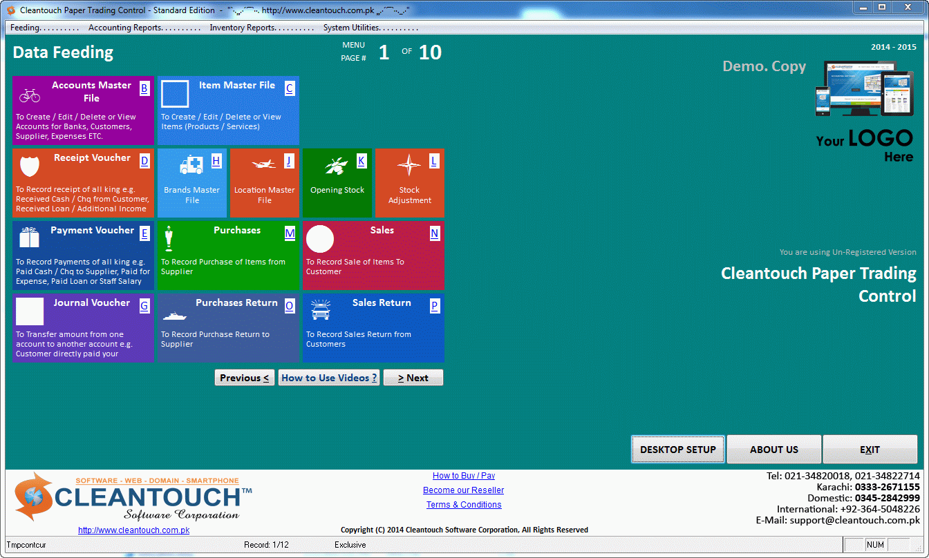 Cleantouch Paper Trading Control (PTC) screenshot